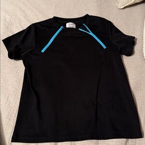 Comfy Chemo Shirt Womens Sz m Chemotherapy Port Access Zipper Short Sleeve Black